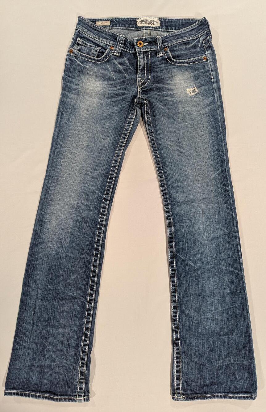 Big Star Casey Jeans Womens 27R Blue Med Wash Low Rise Bootcut Distressed Denim